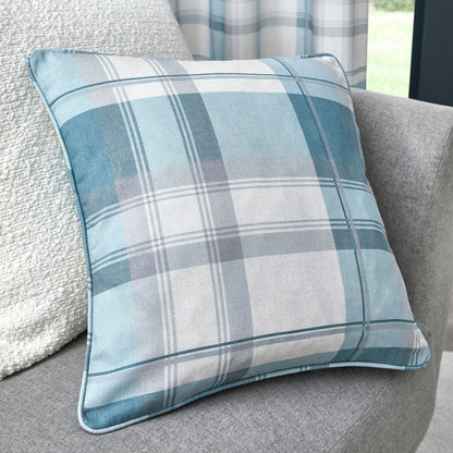 Balmoral Check Cushion in Duck Egg