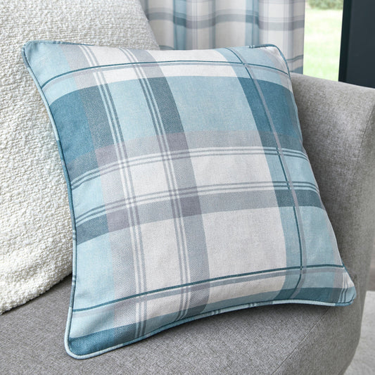 Balmoral Check Cushion in Duck Egg