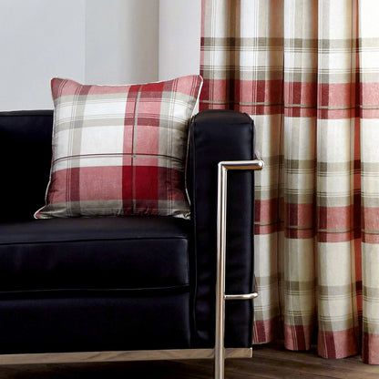 Balmoral Check Cushion in Ruby