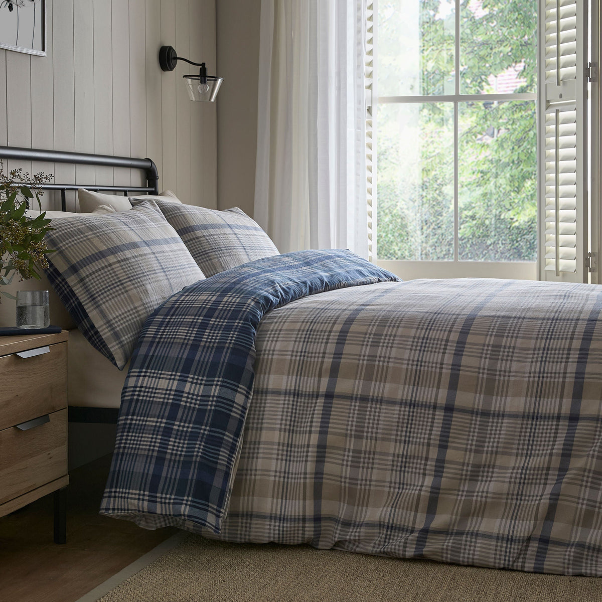Bennet Check Duvet Cover Set in Navy