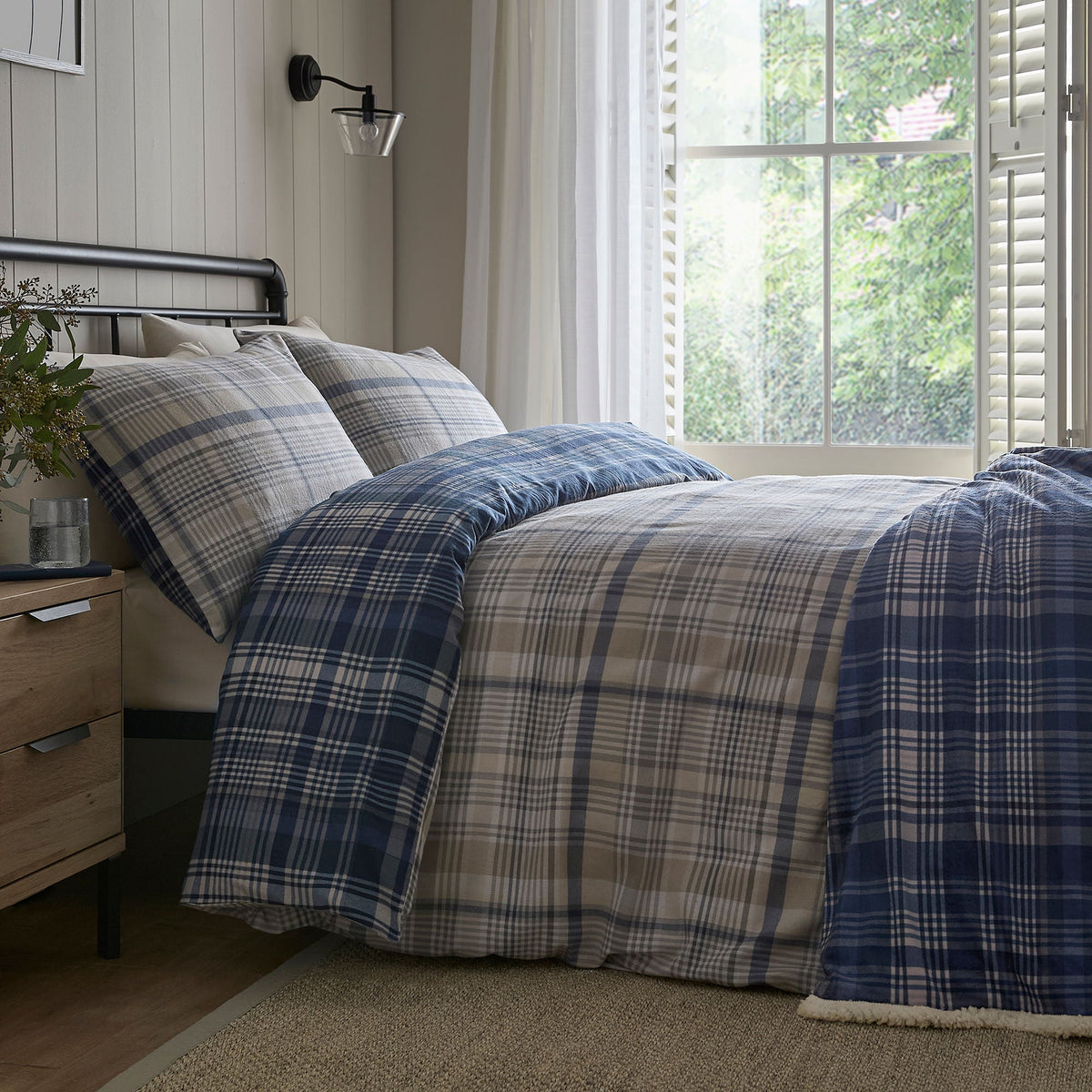 Bennet Check Duvet Cover Set in Navy