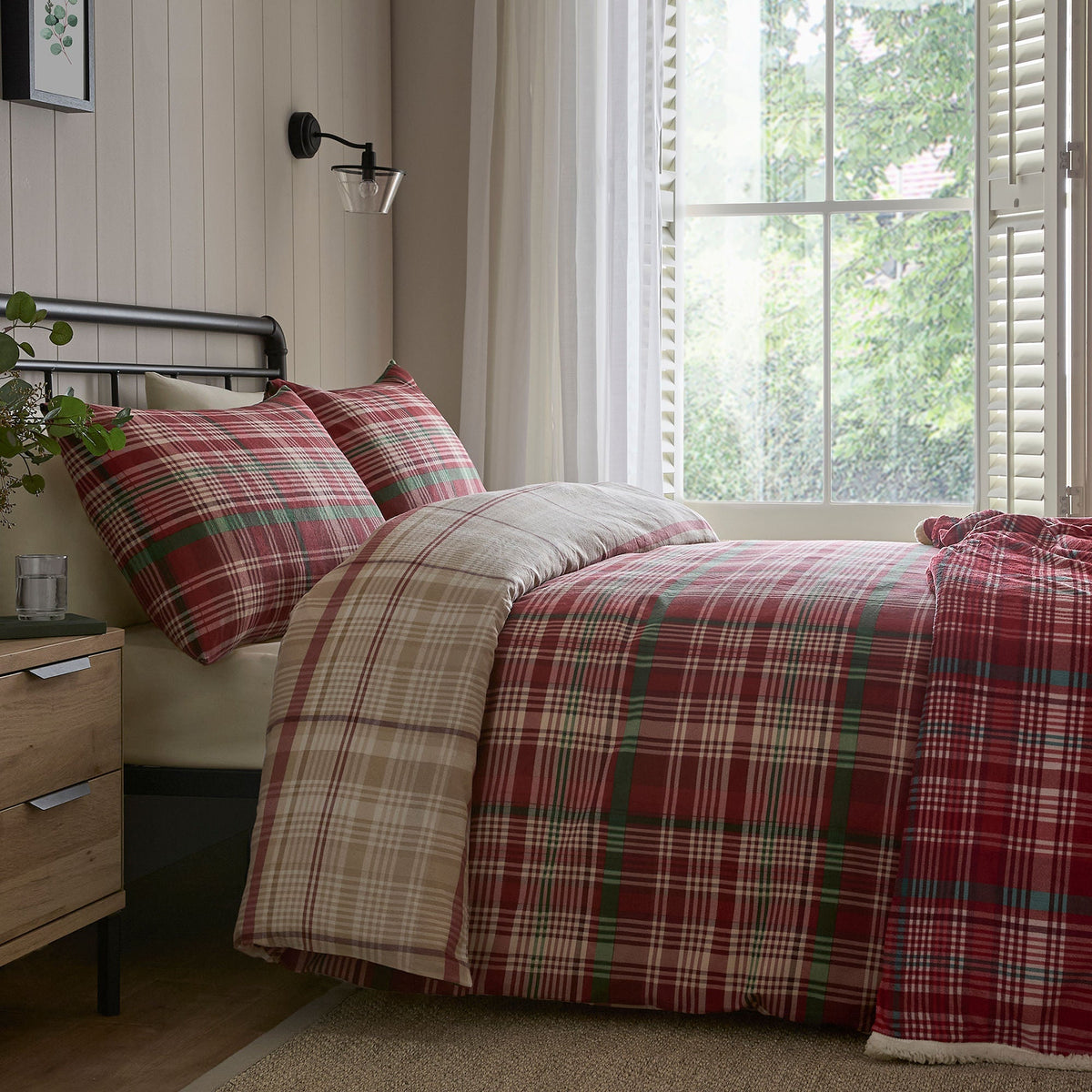 Bennet Check Duvet Cover Set in Red
