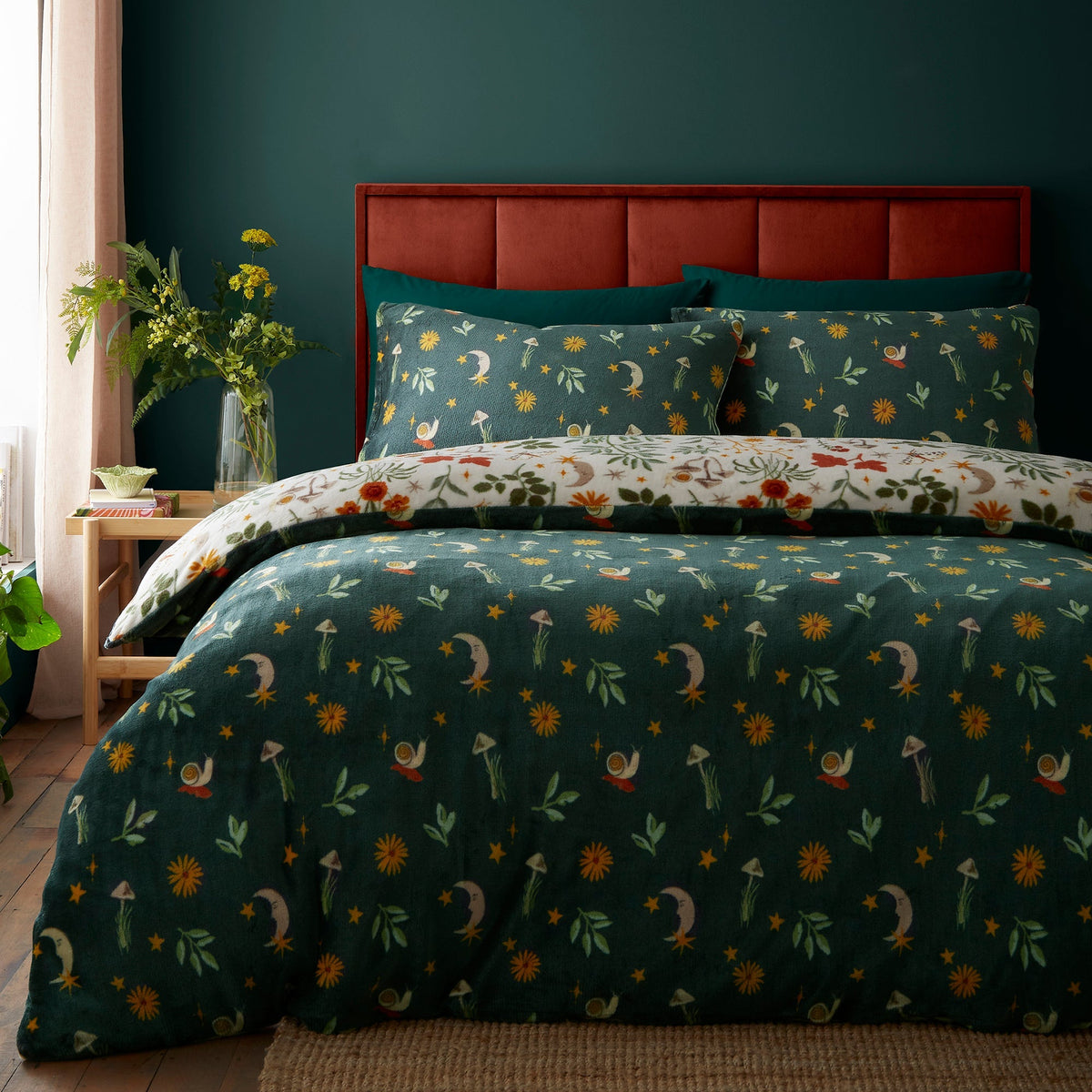 Botanical Mushrooms Duvet Cover Set in Natural