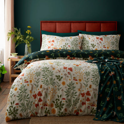 Botanical Mushrooms Throw in Green