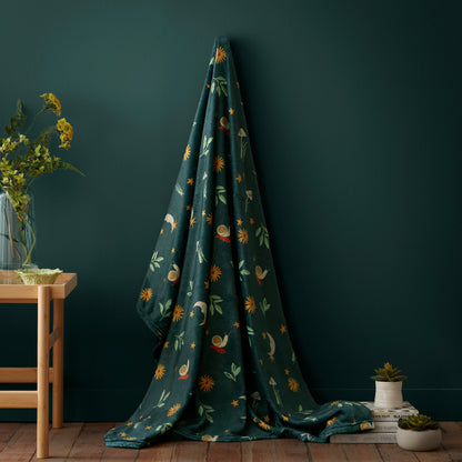 Botanical Mushrooms Throw in Green