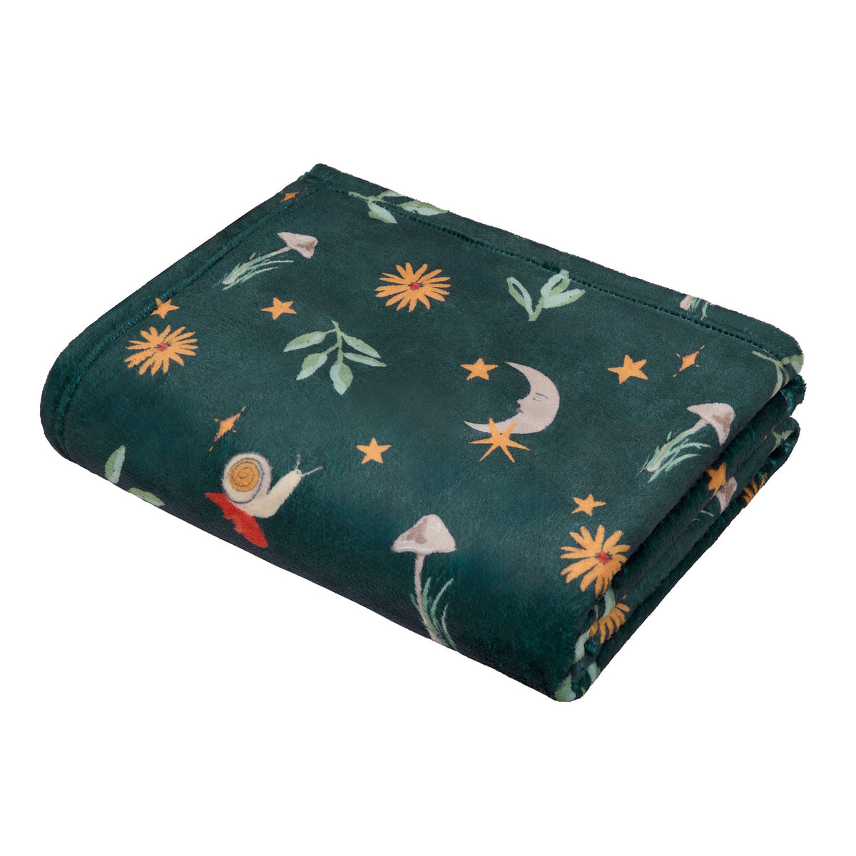 Botanical Mushrooms Throw in Green