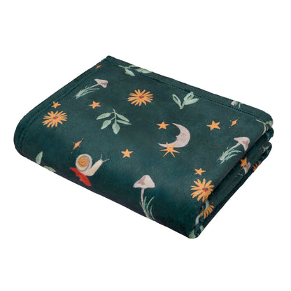 Botanical Mushrooms Throw in Green