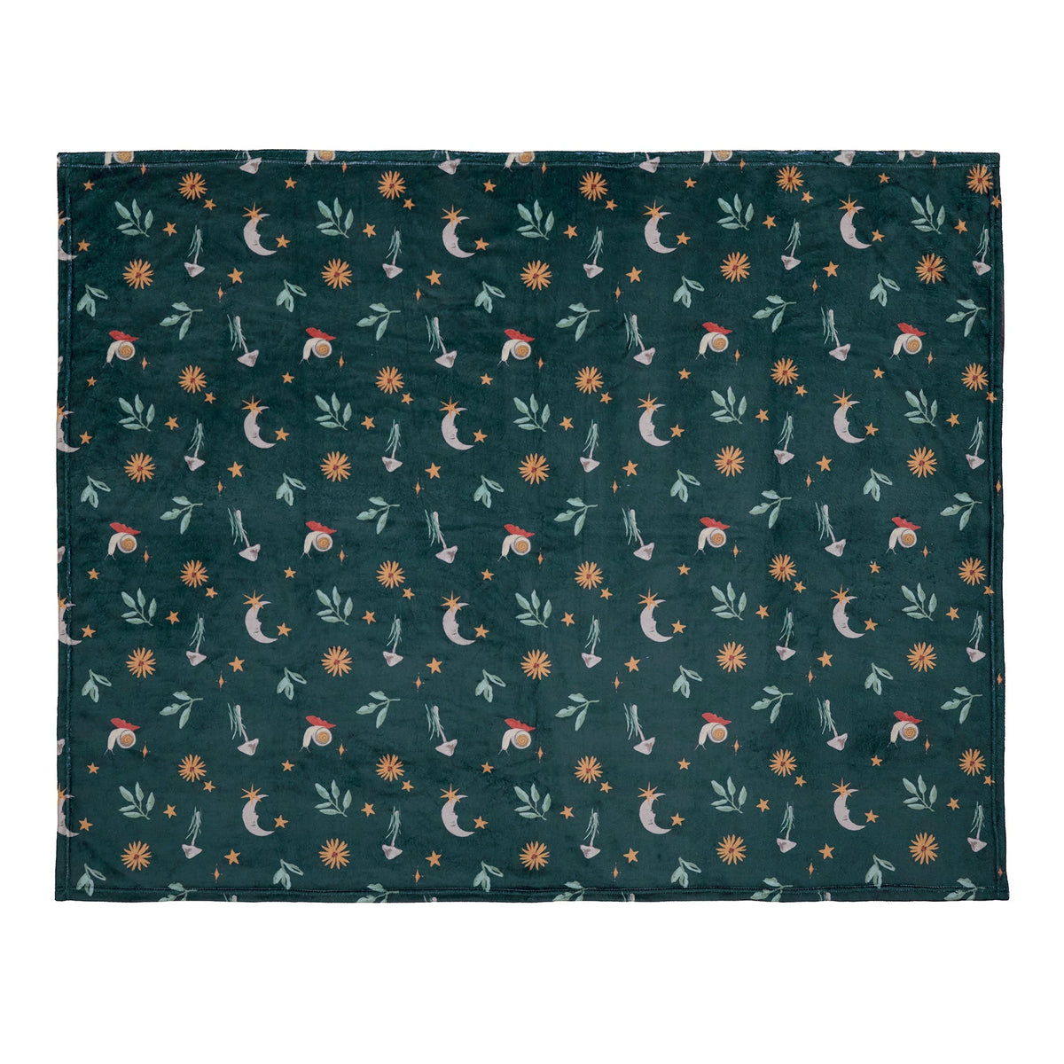 Botanical Mushrooms Throw in Green