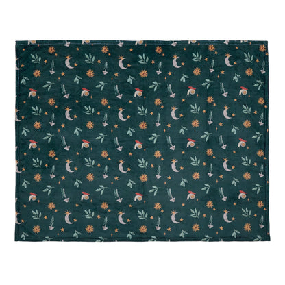 Botanical Mushrooms Throw in Green