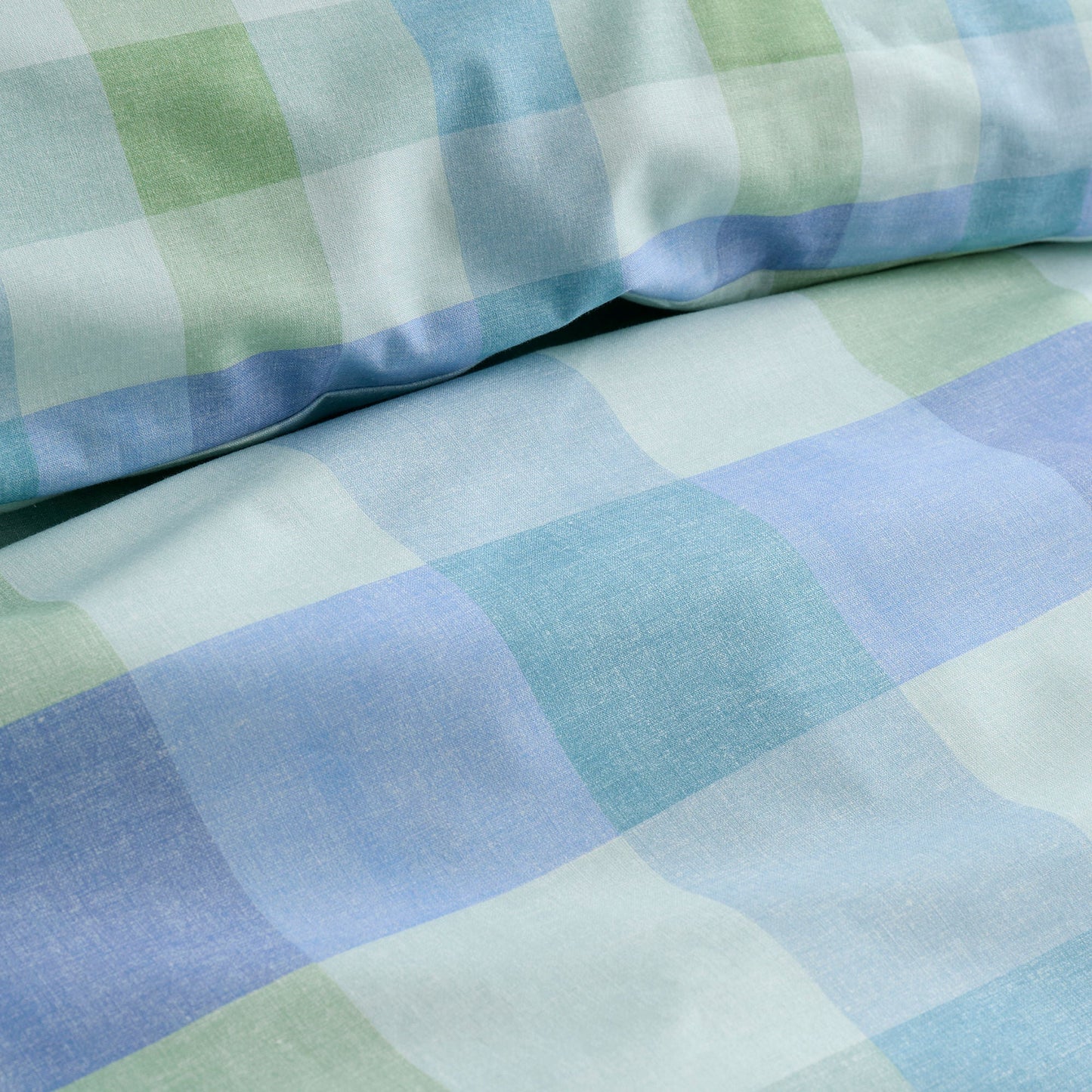 Block Check Duvet Cover Set in Blue