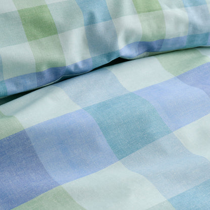 Block Check Duvet Cover Set in Blue