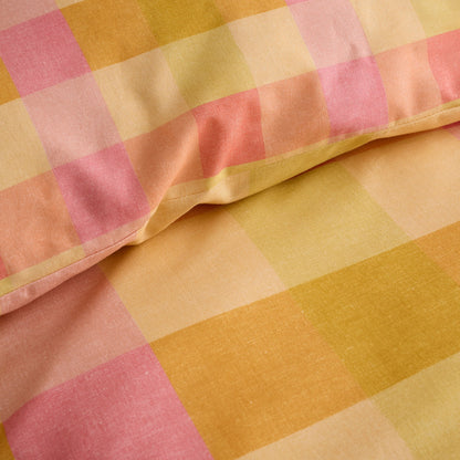 Block Check Duvet Cover Set in Orange