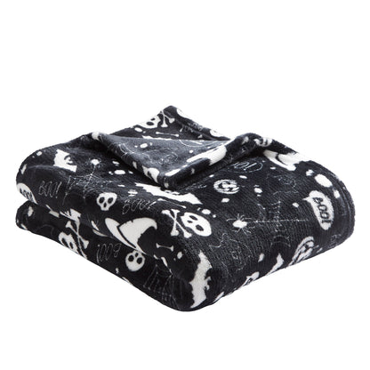 Boo Halloween Throw in Black