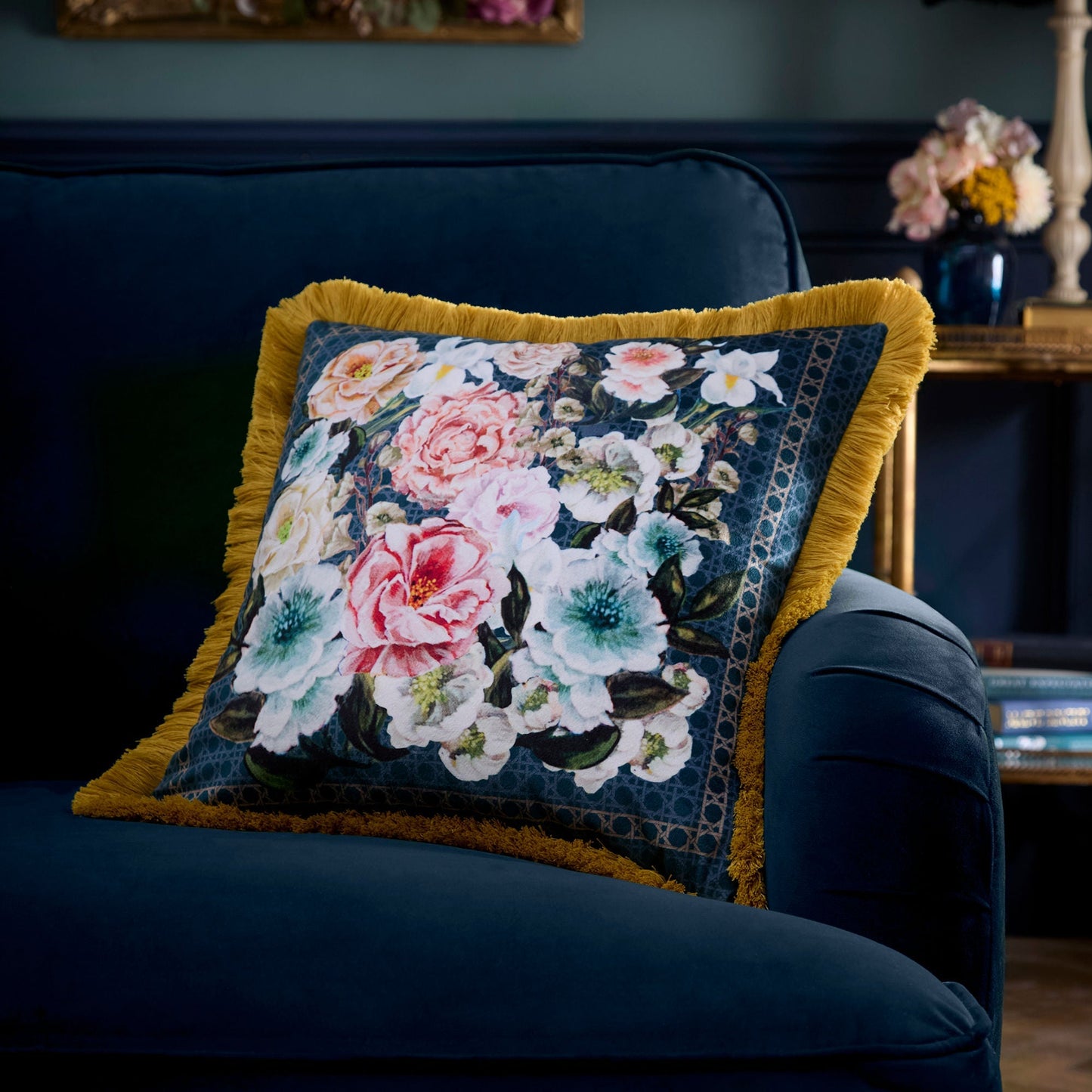 Bouquet List Cushion in Blue