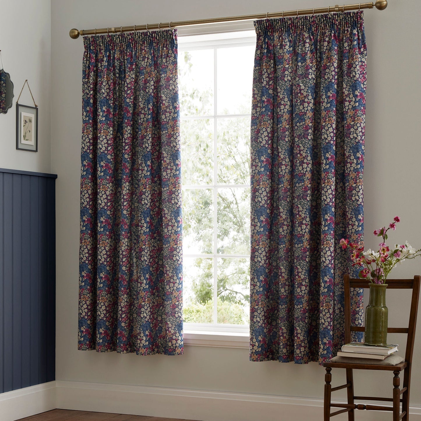 Bessie Pencil Pleat Curtains in Navy