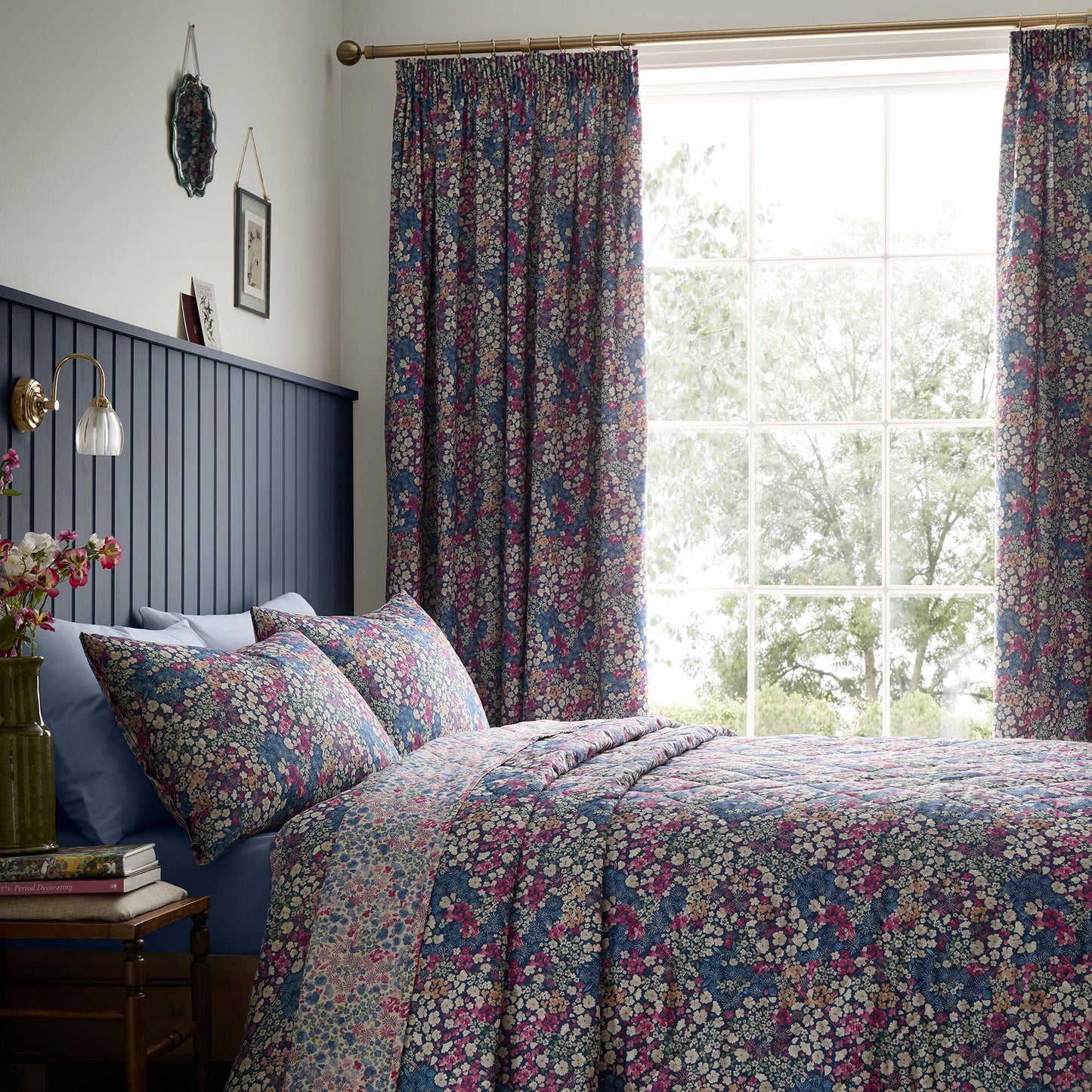 Bessie Pencil Pleat Curtains in Navy