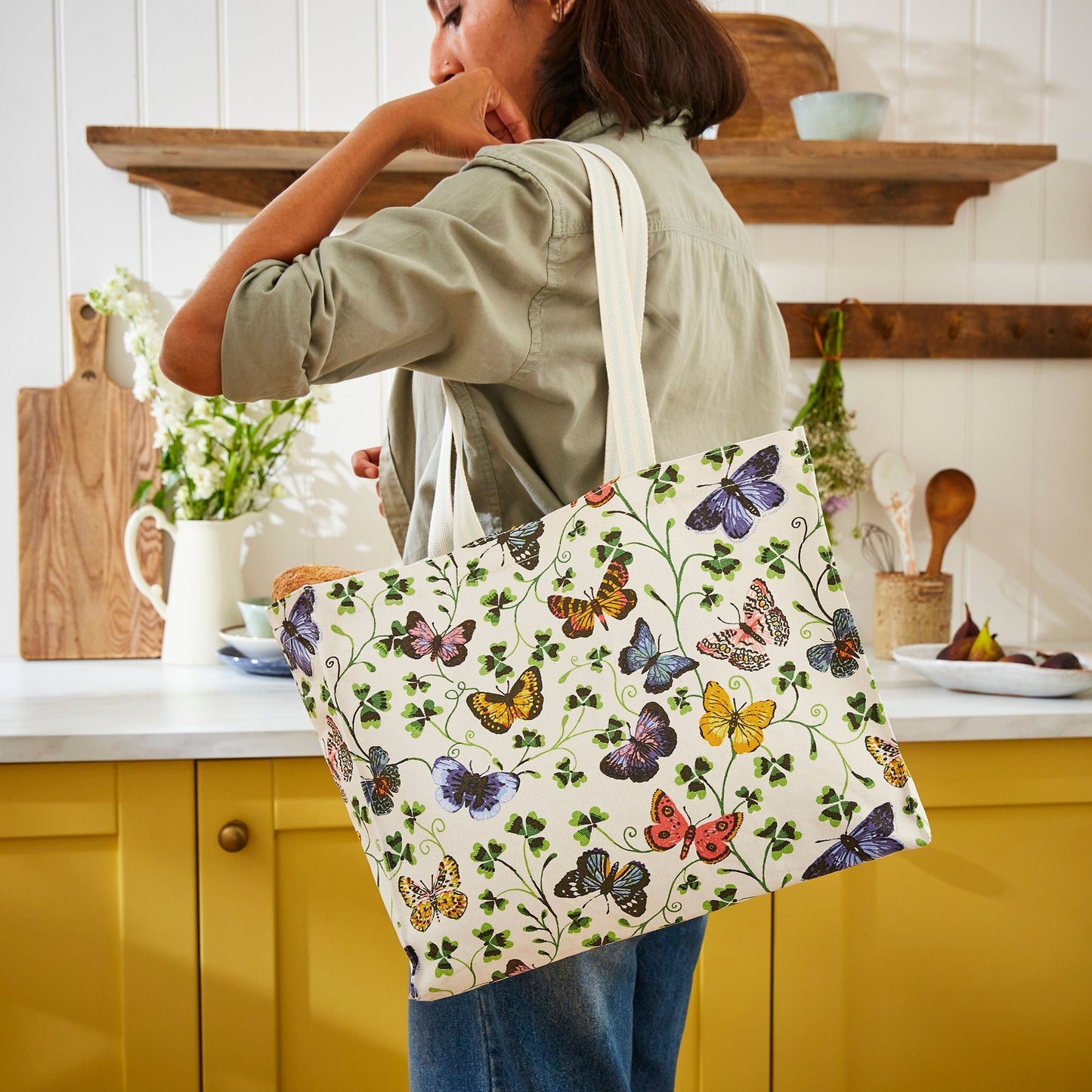 Butterfly Grove Canvas Shoulder Bag