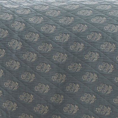 Block Floral Bedspread in Blue