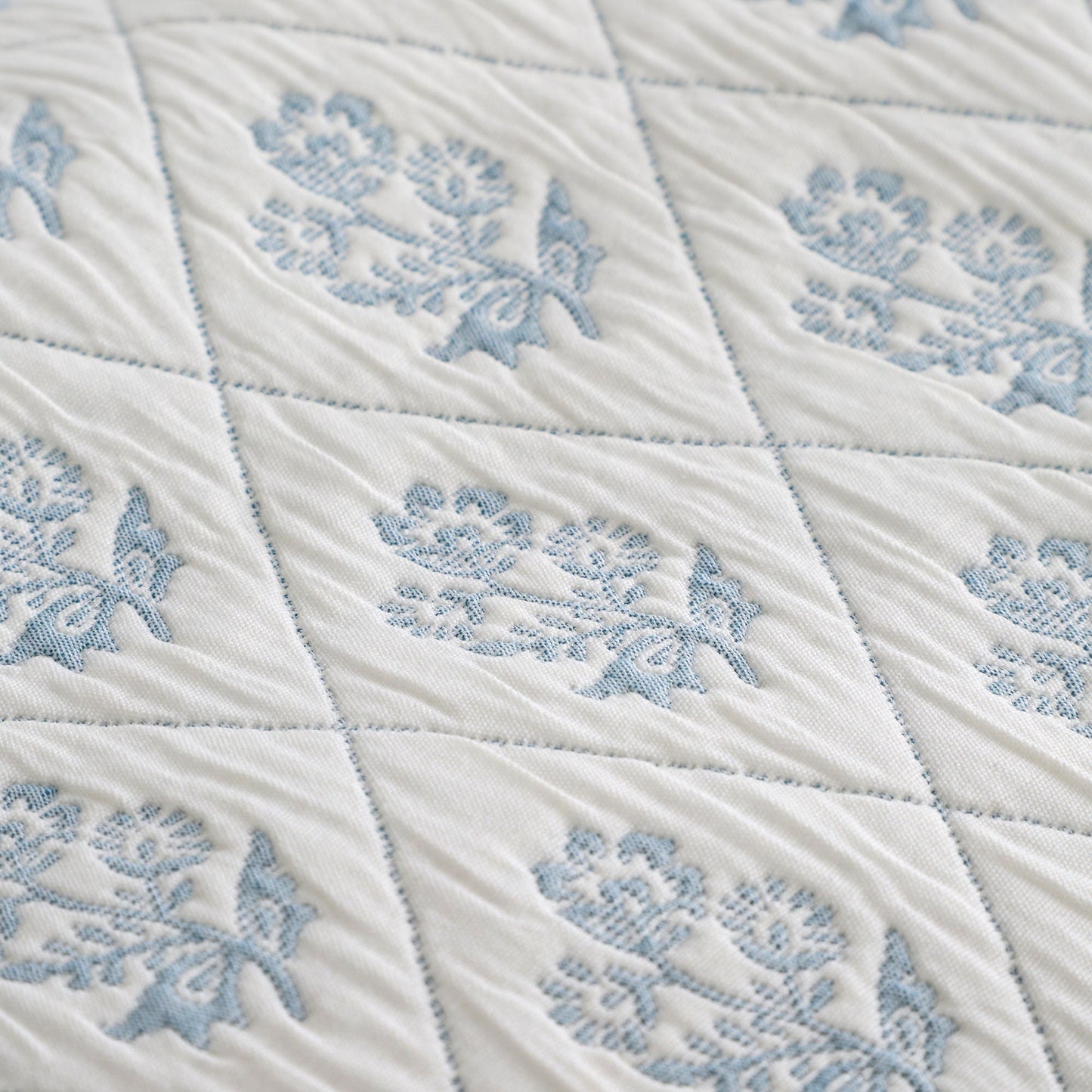 Block Floral Duvet Cover Set in Blue