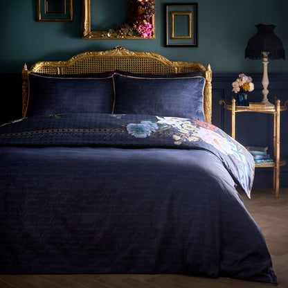 Bouquet List Duvet Cover Set in Navy