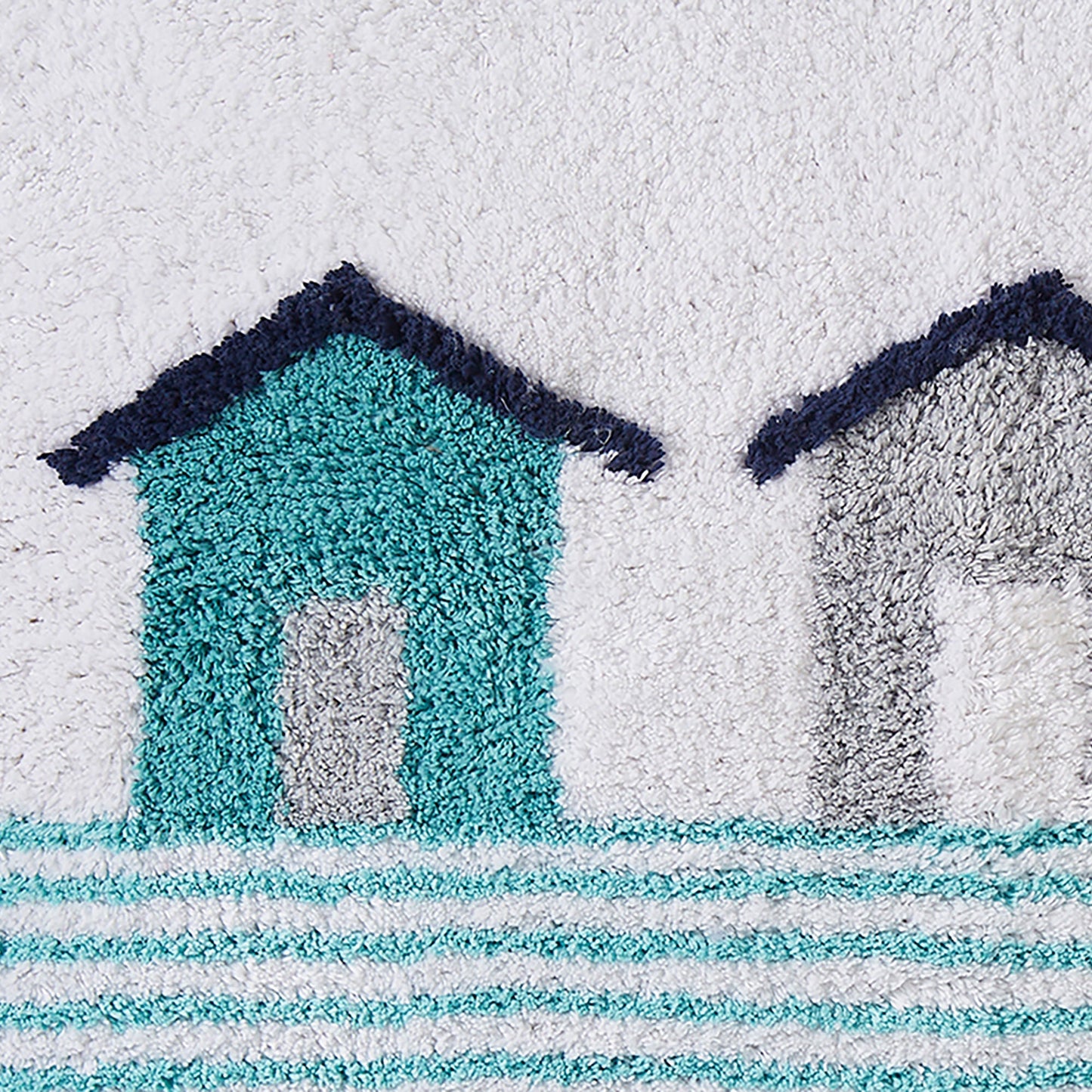 Beach Huts Bath Mat in Blue
