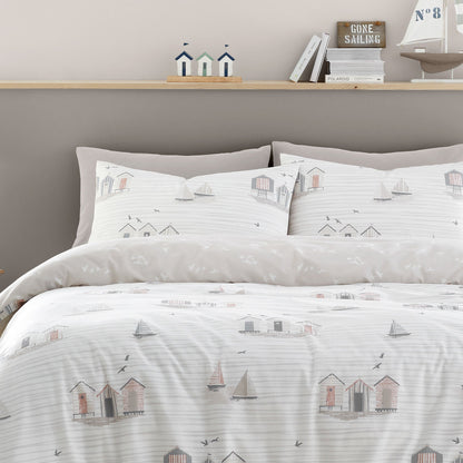 Beach Huts Duvet Cover Set in Natural