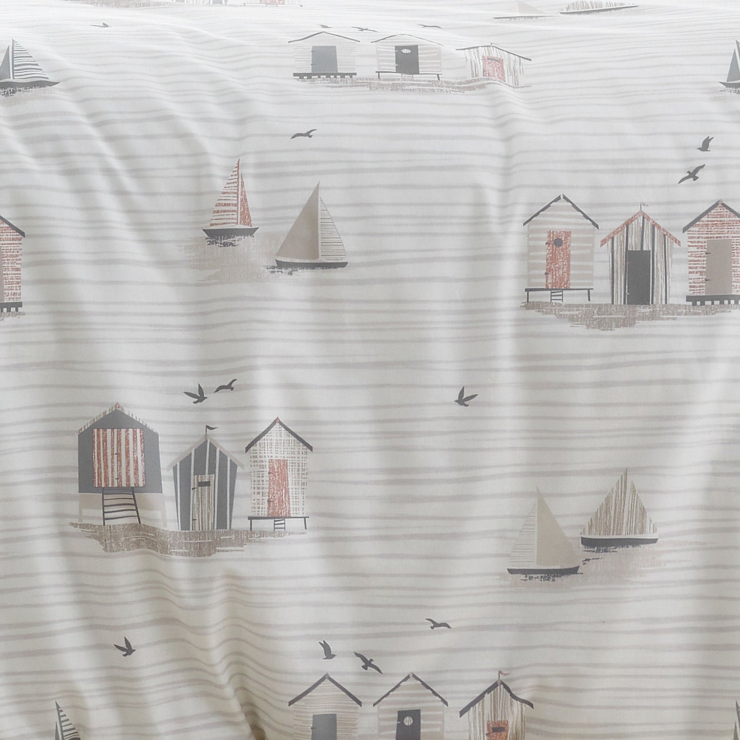 Beach Huts Duvet Cover Set in Natural