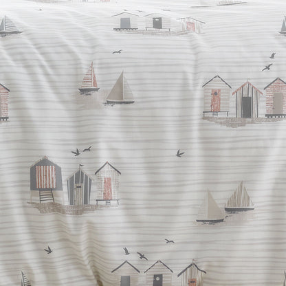 Beach Huts Duvet Cover Set in Natural