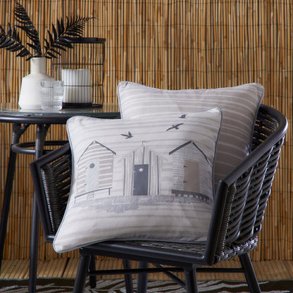 Beach Huts Outdoor Cushion in Natural