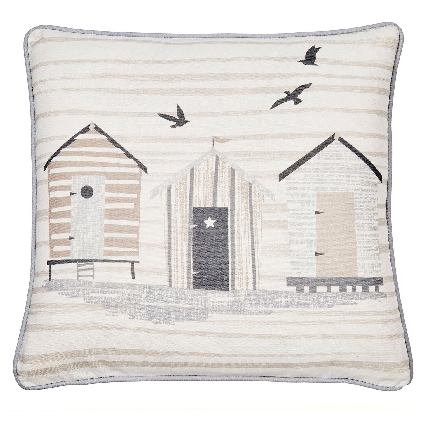 Beach Huts Outdoor Cushion in Natural