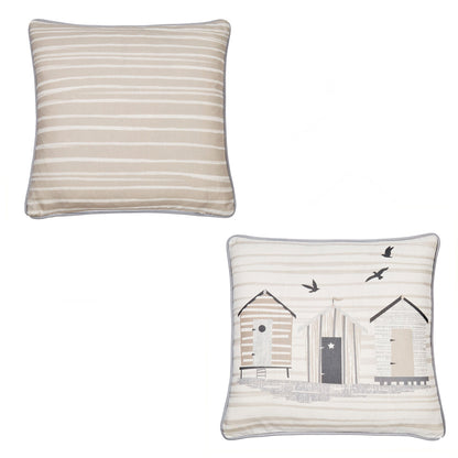 Beach Huts Outdoor Cushion in Natural