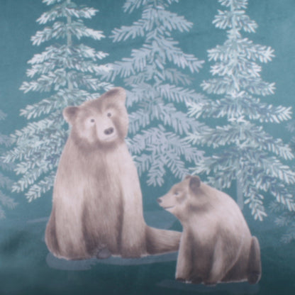 Bear Walks Cushion in Teal
