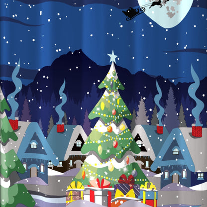 Glow In The Dark Christmas Eyelet Single Panel Door Curtain in Multicolour