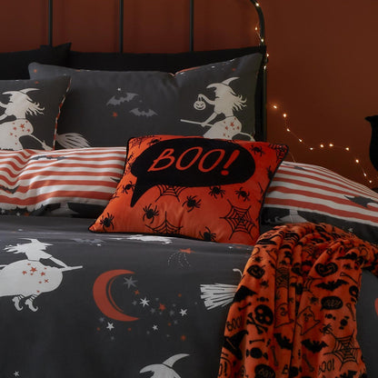 Boo Halloween Cushion in Orange