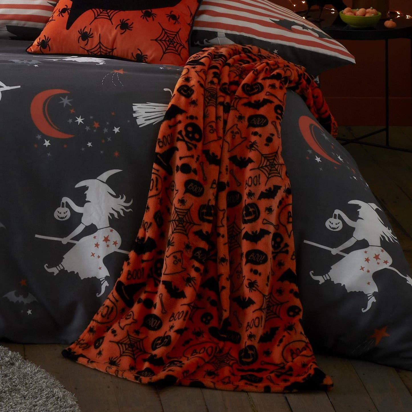 Boo Halloween Throw in Orange