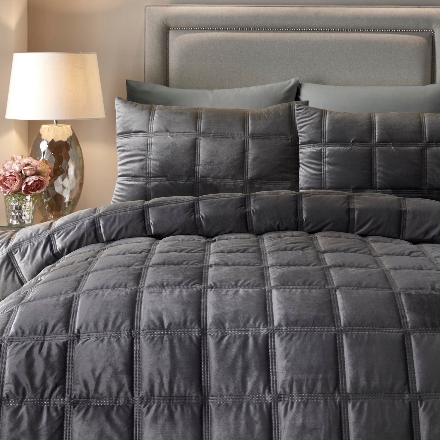 Brighton Square Duvet Cover Set in Slate