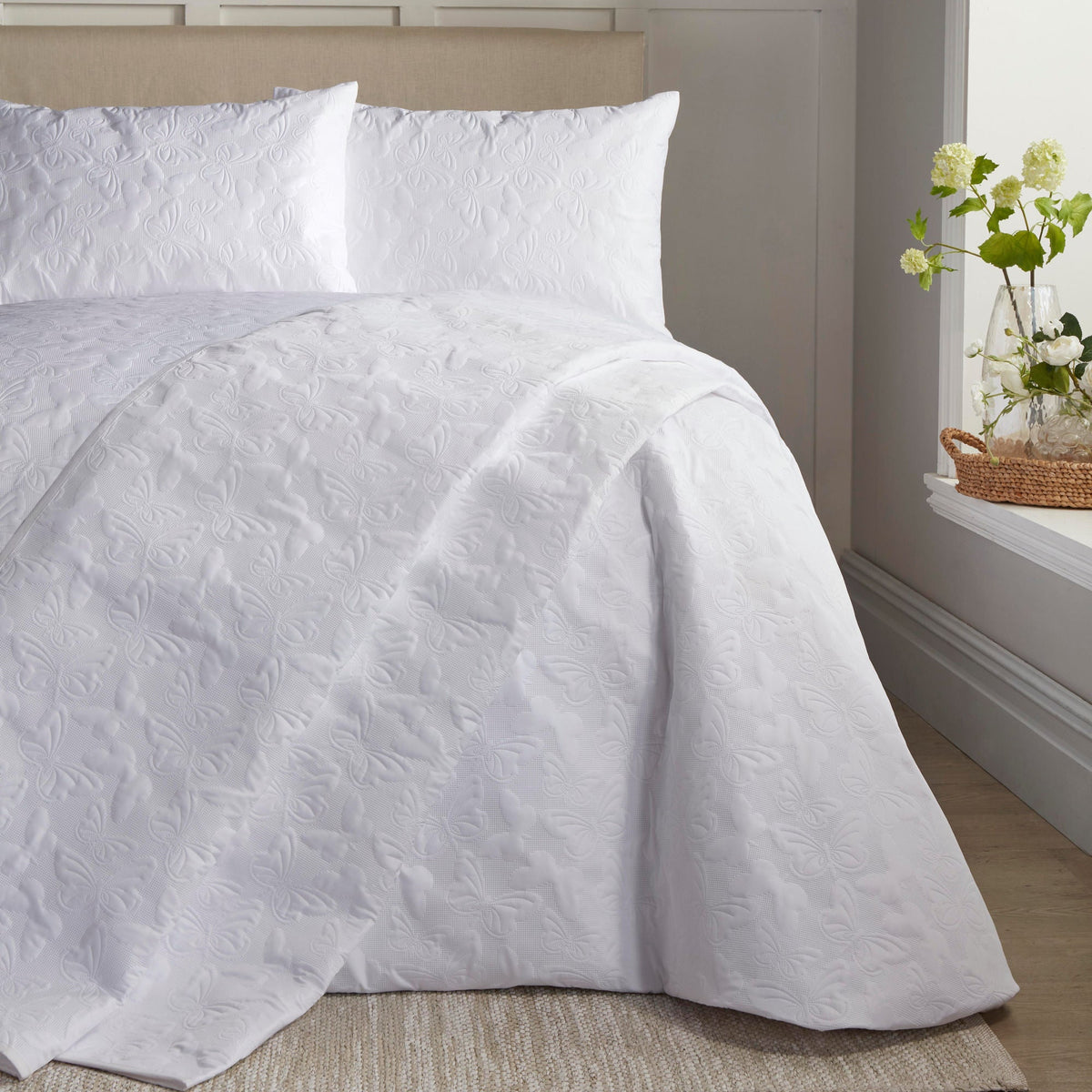 Butterfly Garden Duvet Cover Set in White