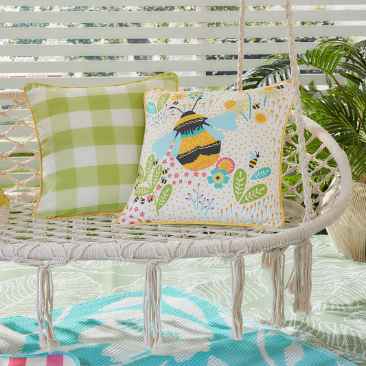 Buzzy Bee Outdoor Cushion in Ochre