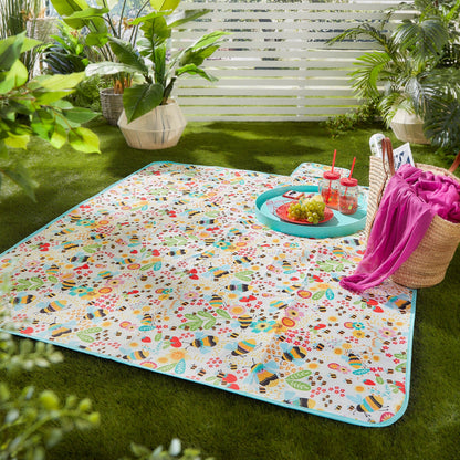 Buzzy Bee Outdoor Picnic Blanket in Ochre