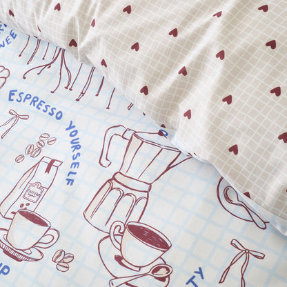 Coffee Club Duvet Cover Set in Blue