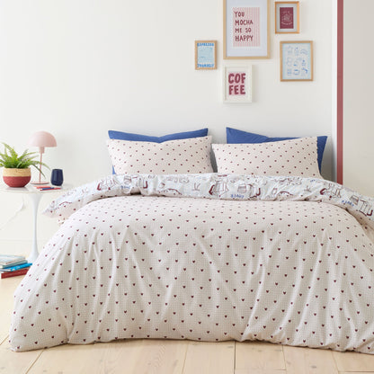 Coffee Club Duvet Cover Set in Blue
