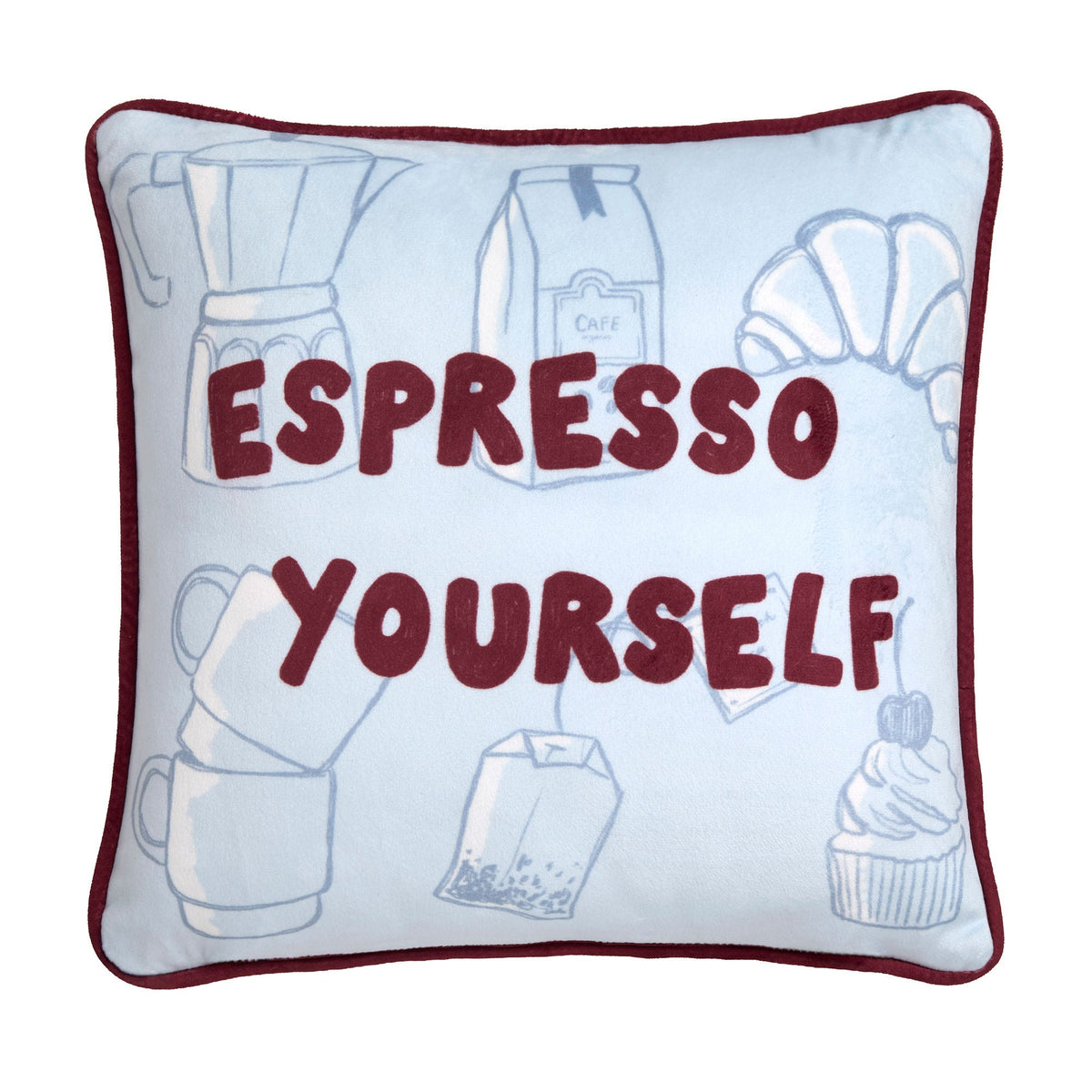 Coffee Club Cushion in Blue 43 x 43cm