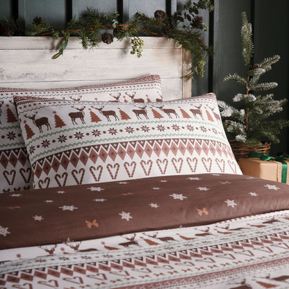 Christmas Fairisle Duvet Cover Set in Natural
