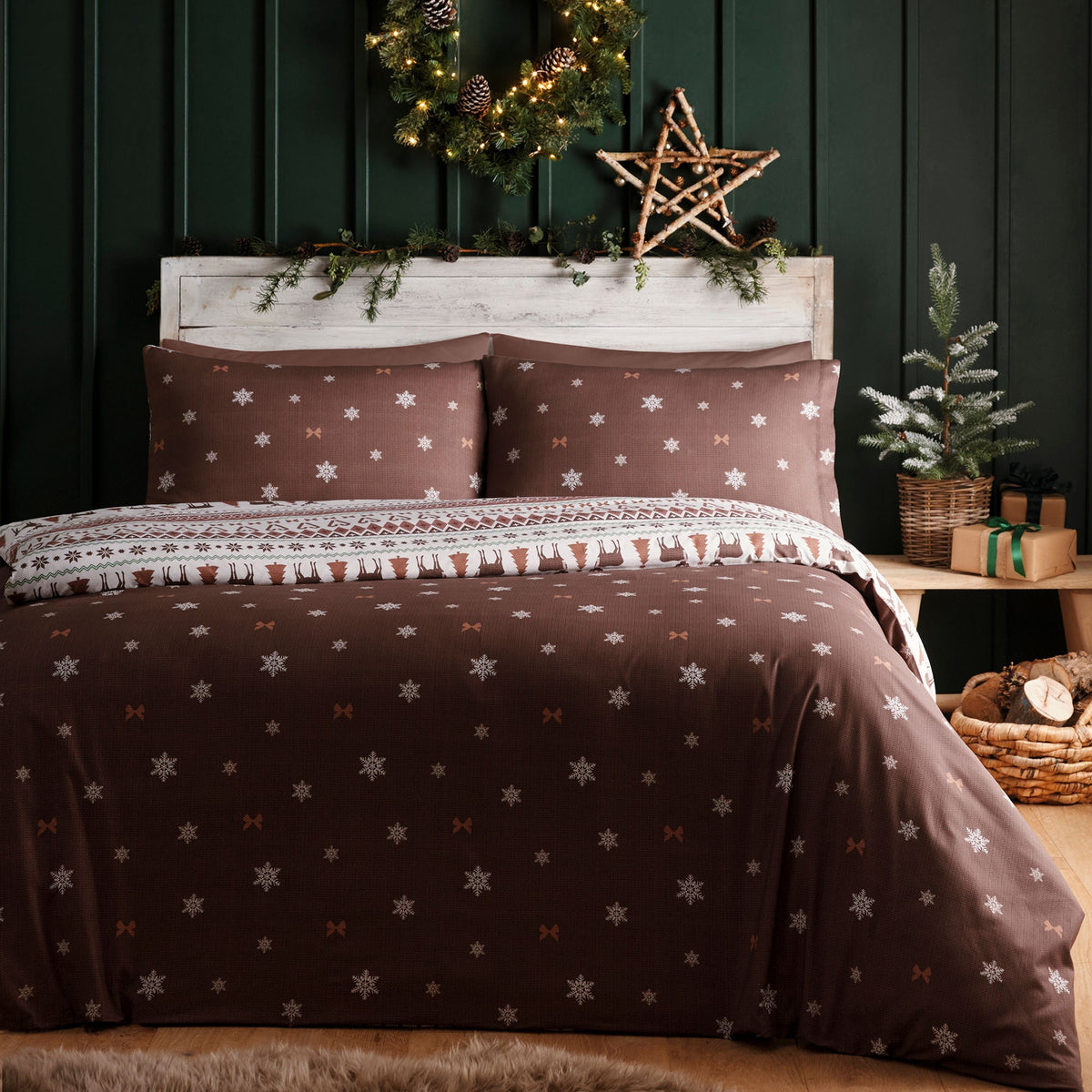 Christmas Fairisle Duvet Cover Set in Natural