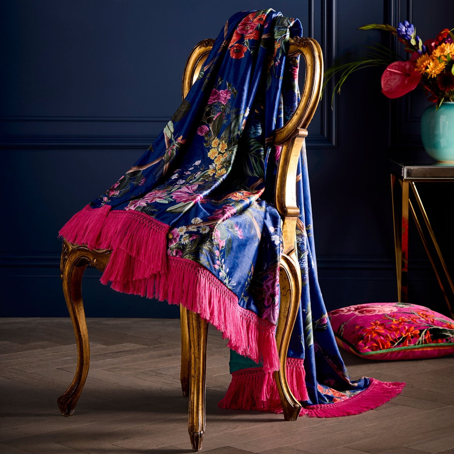 Cotswold Fantasia Throw in Navy
