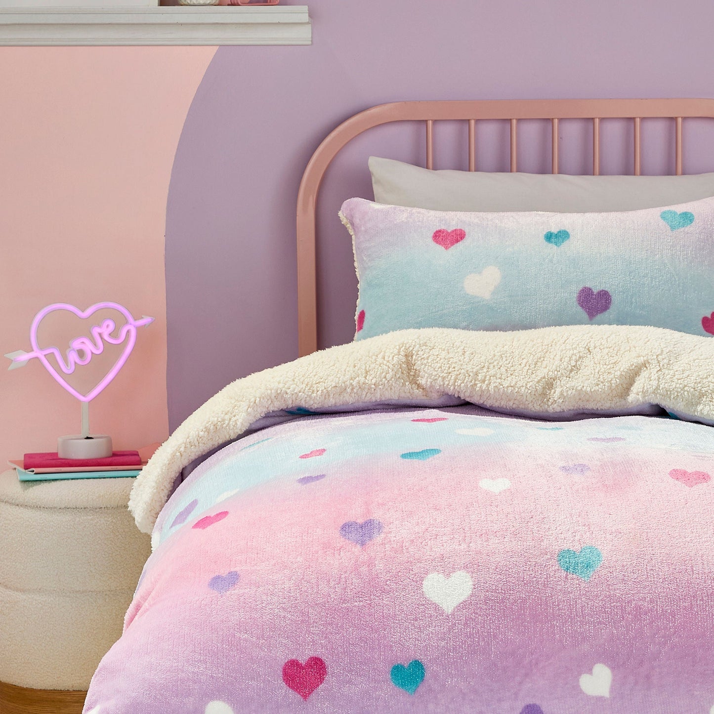 Cosy Ombre Heart Duvet Cover Set in Multicolour