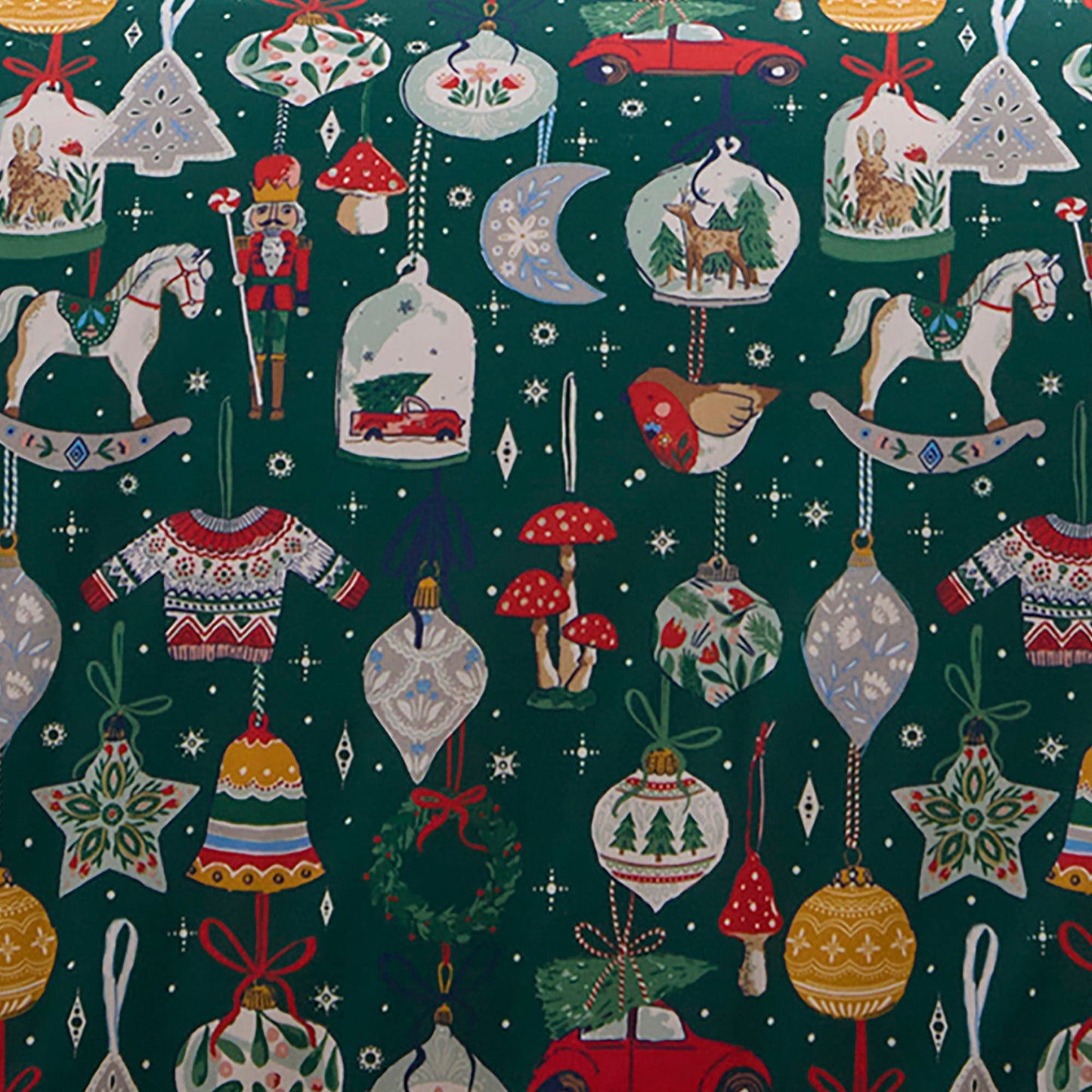 Christmas Ornaments Duvet Cover Set in Green
