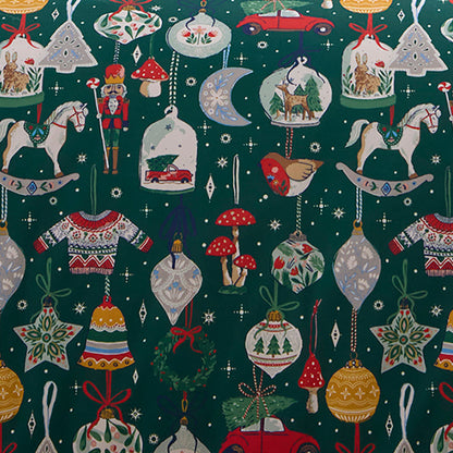 Christmas Ornaments Duvet Cover Set in Green