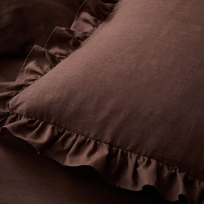 Cassia Frill Duvet Cover Set in Chocolate