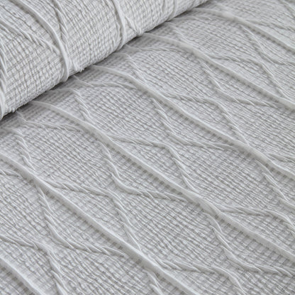 Crinkle Stripe Duvet Cover Set in White